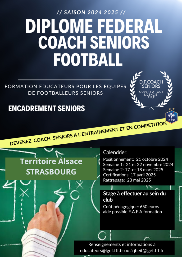 Affiche Diplome fédéral - Coach Séniors - Alsace